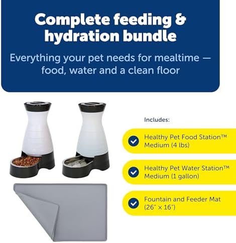 PetSafe Healthy Pet Food & Water Station, Medium, 4 lb Food, 128 oz Water