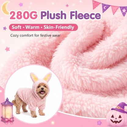 Halloween Pet Costume Bunny Ear Hoodie Pullover, Large, Pink - Image 6