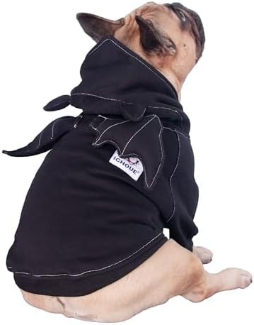 iChoue English Bulldog Halloween Bat Costume Clothes Hoodies Outfits, XL - Image 2