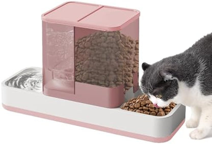 Yummy Sam Automatic Small Pet Feeder and Water Dispenser, Pink