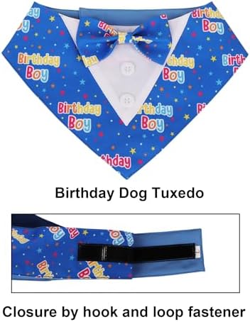 ADOGGYGO Birthday Dog Bandana with Bowtie, Blue Boy Dog Tuxedo, Medium - Image 5