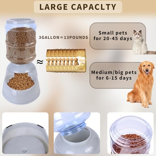 Automatic Dog Feeders,3 Gallon Capacity Gravity Food Dispenser for Large Dogs,Automatic Dog Feeder Large Breed, Pet Feeder Station Food Dispenser