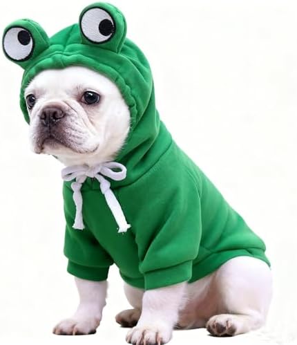 Pet Clothes Dog Hoodies Warm Sweatshirt Coat Frog Shape Conjoined Costumes for Spring Autumn Winter French Bulldog Poodle by guangte