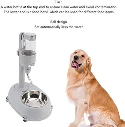 Dog Water Dispenser, Height Adjustable Pet Food Feeder Automatic Water Bottle Dispenser Standing Feeding Bowl for Cats Puppy Pets