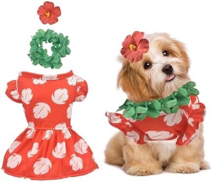 Halloween Dog Hawaiian Costume Dress Luau Leis Hair Clip,XS by LittleDropet