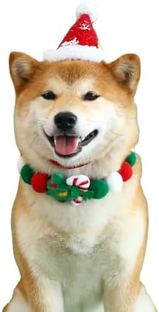 Elegant little tail Cat Christmas Costume 1PC Red Christmas Collar Soft Funny Pet Collars Headgear Adjustable Pom-Pom Headdress Cute Collar for X-Small Cat Pet Party Accessories Costume - Image 3