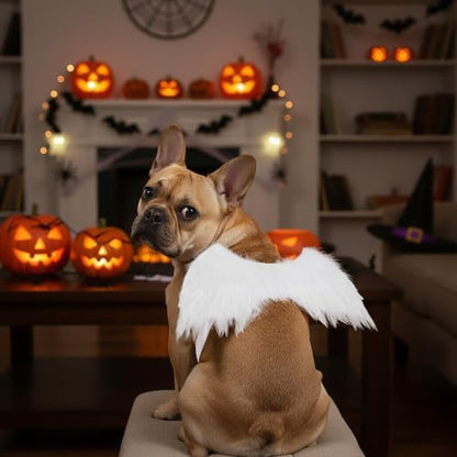 ADOGGYGO Angel Wings Dog Costume, White Faux Fur Halloween Dog Wing, Medium - Image 2