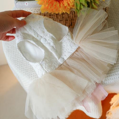 Fashion Sweet Puppy Dog Blingbling Princess Skirt Pet Dog Lace Cake Camisole Tutu Dress G-White L - Image 3