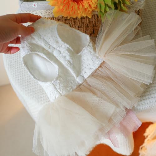 Fashion Sweet Puppy Dog Blingbling Princess Skirt Pet Dog Lace Cake Camisole Tutu Dress G-White M - Image 3