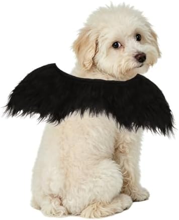 ADOGGYGO Halloween Angel Dog Costume, Black Faux Fur Dark Angel Wings, S by ADOGGYGO