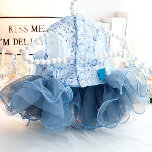 Fashion Sweet Puppy Dog Blingbling Princess Skirt Pet Dog Lace Cake Camisole Tutu Dress E-Navy XS - Image 3