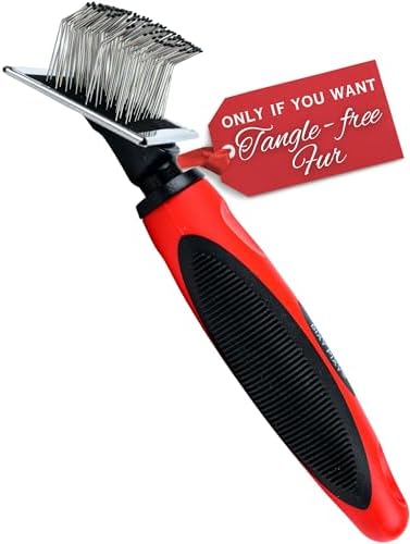 Tiny Slicker Brush for Dogs - Protected Pins for Extra Comfort - 1 inch Pins for Easy Detangling for Long Hair Dog, Cats, Doodle, Goldendoodle by BixyPixy