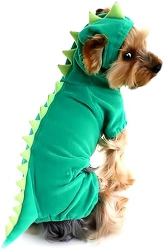 Hotumn Dinosaur Dog Halloween Costume Pet Dino Hoodie for Small Dogs (X-Small, Green) - Image 4