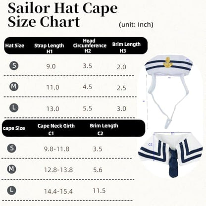 Lanyarco Cat Halloween Costumes Sailor Hat Collar Cape Costume Outfit for Cat Dog Pet Captains Dressing up Party (2PCS Set) - Image 5