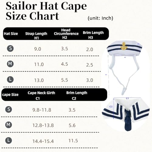 Lanyarco Dog Halloween Costumes Sailor Hat Collar Cape Costume Outfit for Dogs Pet Captains Dressing up Party (2PCS Set) Medium - Image 3