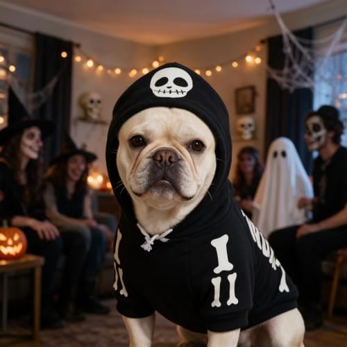 KOOLTAIL Halloween Dog Skeleton Costume, Glow in the Dark Dog Hoodie Outfit - Image 5