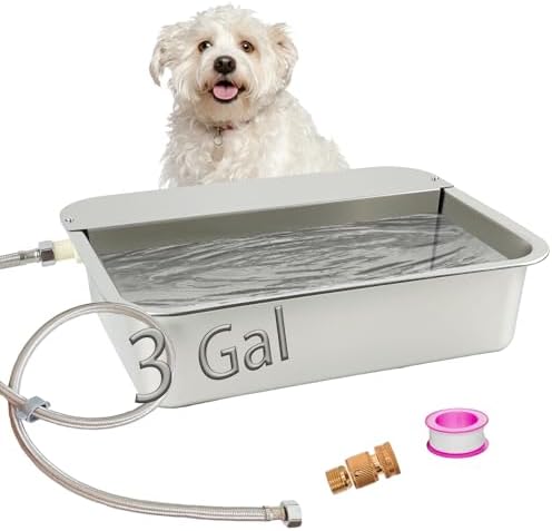 3 Gallon Automatic Dog Water Dispenser 304 Stainless Steel, Large Self-Filling Pet Water Bowl with Float Valve, Auto Animal Waterer for Dogs, Livestock, Horse, Goat, Pig