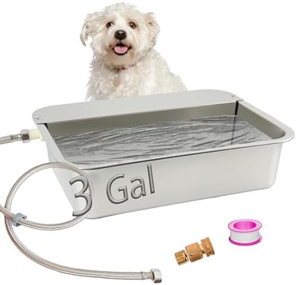 3 Gallon Automatic Dog Water Dispenser 304 Stainless Steel, Large Self-Filling Pet Water Bowl with Float Valve, Auto Animal Waterer for Dogs, Livestock, Horse, Goat, Pig