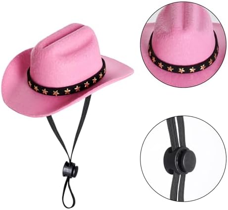 choyaxo Pet Cowboy Costume Cosplay Cap Halloween Costumes for Dogs Cat Pet Party Decoration Mini Cowboy Hat (Pink, Large) - Image 3