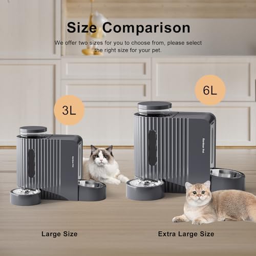 Gravity Automatic Cat Feeder, Water & Food Dispenser Set, Stainless Bowls
