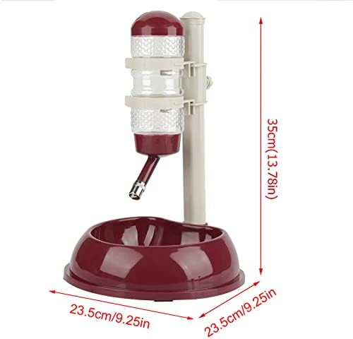 Pet Standing Water Dispenser, Height Adjustable Automatic Drinking Bowl Feeder Dog Feeding Bowl Pet Slow Water Bottle with Detachable Pole for Small Animals Cats Dogs (Brown)