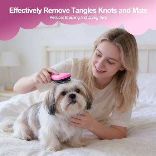 Small Dog Brush, Skin-friendly Soft Bristles (Pink) - Image 7