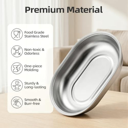 Stainless Steel Bowl and Mat Set for Automatic Microchip Cat Pet Feeder, Sealing Ring Design for Keeping Food Fresh and Reducing Odor, Easy to Clean, SUS 304, Includes 2 Bowls and 1 Mat