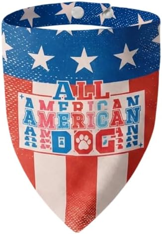 4th of July Dog Bandana, 2-in-1 Vintage American Flag with Fun Slogan Reversible American Flag Triangle Scarf, Adjustable Snap Button Patriotic Neckwear for Small & Medium Breeds (5-30lbs) by ICEMOOD