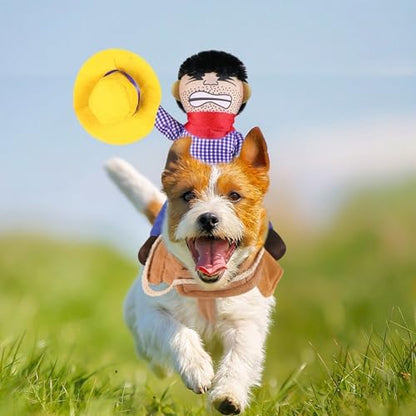 GOYOSWA Dog Cowboy Costume, Dog Halloween Costumes Cowboy Rider Dog Costume Funny Dog Costume for Small Medium Large X-Large Dogs (Small) - Image 4