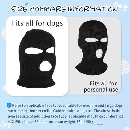 HOWWFALY Dog Halloween Christmas Costume Ear Muffs Noise Protection Knitted Dogs Ears Warm Hats Dog Robbers & Thieves Mask Funny Pet Cosplay for Medium Large Pets(Black Mask) - Image 2