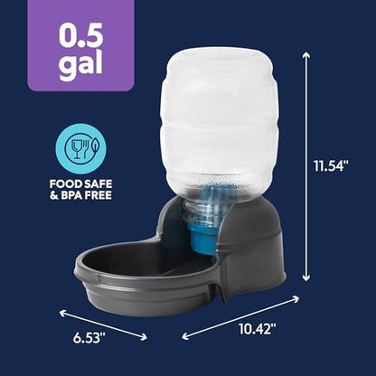 Petmate Replendish Gravity Dog Waterer, 0.5 Gal, Microban, 2 Filters