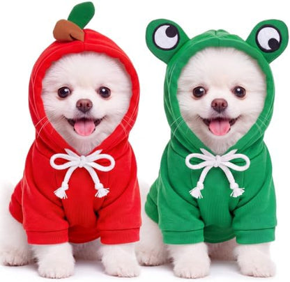 Amylove 2 Pcs Dog Hoodies Frog & Apple Shape M Halloween Costume by Amylove