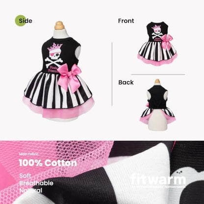Fitwarm Pirate Princess Dog Tulle Dress, Spooky Halloween Costumes for Small Girl Dogs, Sweet Pet Outfit, Black, White, Small - Image 3