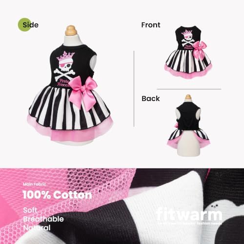 Fitwarm Pirate Princess Dog Tulle Dress, Spooky Halloween Costumes for Small Girl Dogs, Sweet Pet Outfit, Black, White, XS - Image 3