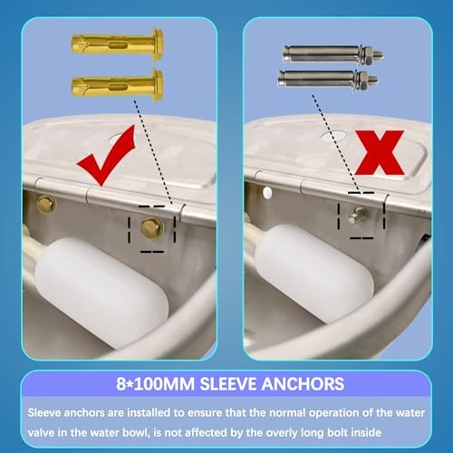 Automatic Dog Water Dispenser with Drain Hole & Drain Valve, Stainless Steel Auto Dog Water Bowl with 2 Float Valves, Hose Quick Connect Fitting, for Livestock, Chicken, Horse (1 Gallon)