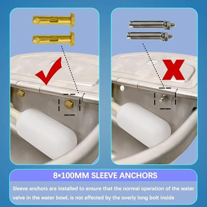 Automatic Dog Water Dispenser with Drain Hole & Drain Valve, Stainless Steel Auto Dog Water Bowl with 2 Float Valves, Hose Quick Connect Fitting, for Livestock, Chicken, Horse (1 Gallon)