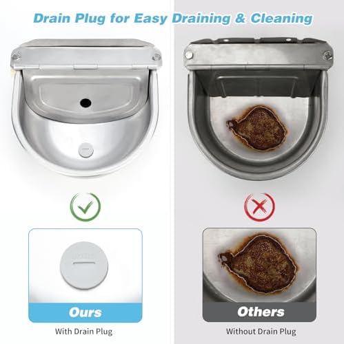 FHTONGE 304 Stainless Steel Automatic Dog Water Bowl Dispenser with Outfall