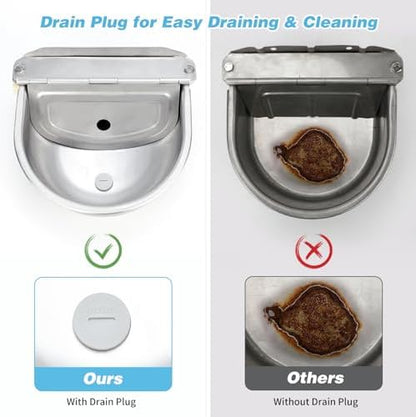 FHTONGE 304 Stainless Steel Automatic Dog Water Bowl Dispenser with Outfall
