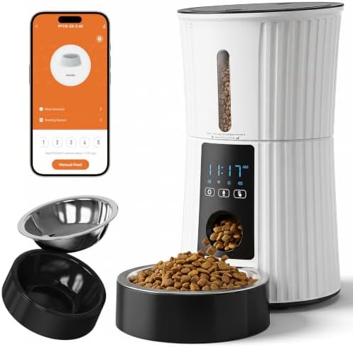 NEWBULIG Automatic Cat Feeder 2.4G WiFi Timed 4L Small Dog Food Dispenser
