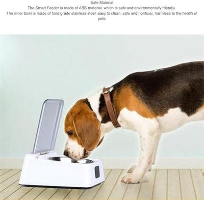 Automatic Pet Feeder, Infrared Sensor Lid Opening Smart Dog Cat Feeder with Removable Food Bowls, Digital Display, Prevent Food Pollution, Battery Powered