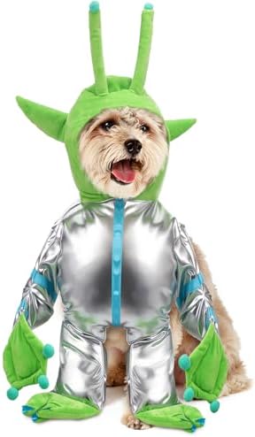 Halloween Green Alien Costume for Small Dog, Dog Astronaut Outfits, L by Huhumy