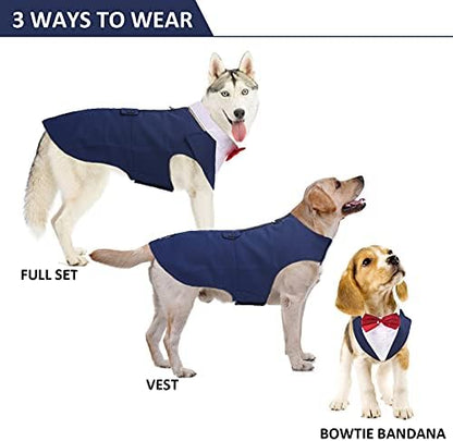 Dog Tuxedo for Large Dogs, Dog Suit and Bandana Set, Dog Costume Outfit - Image 2