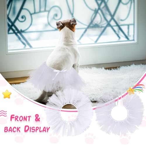 Dog Tutu for Dogs Tulle Skirt Pet Costume, White - Image 3