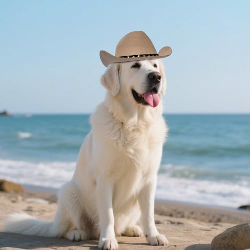 choyaxo Pet Cowboy Costume Cosplay Cap Halloween Costumes for Dogs Cat Pet Party Decoration Mini Cowboy Hat (Khaki, Large) - Image 5