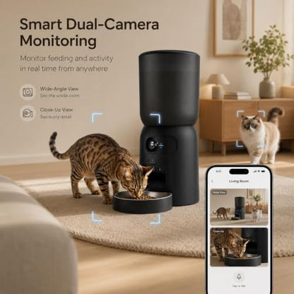 Automatic Cat Feeder with Camera, 2K WiFi App-Controlled Pet Feeder