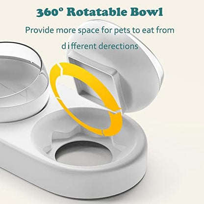 Love Dream 2-in-1 Dog Cat Bowls, 15°Tilted Cat Food and Water Bowl Set