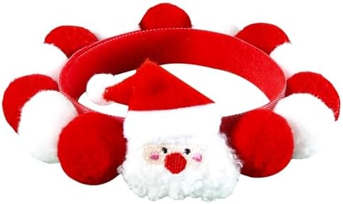 Elegant little tail Dog Christmas Costume 1PC Red Christmas Collar Soft Funny Pet Collars Headgear Adjustable Pom-Pom Headdress Cute Collar for Medium Dog Pet Party Accessories Costume by Elegantlittletail