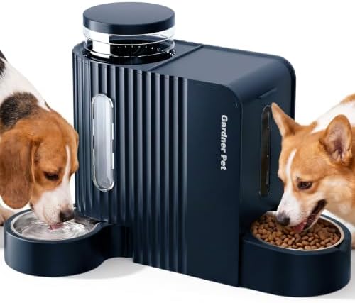 Gravity Automatic Cat Feeder, Water & Food Dispenser Set, Stainless Bowls