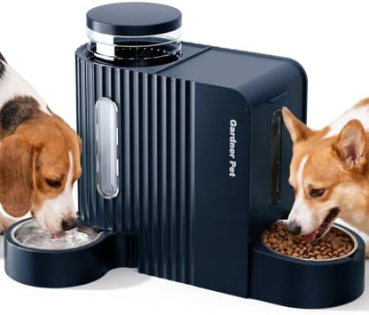 Gravity Automatic Cat Feeder, Water & Food Dispenser Set, Stainless Bowls