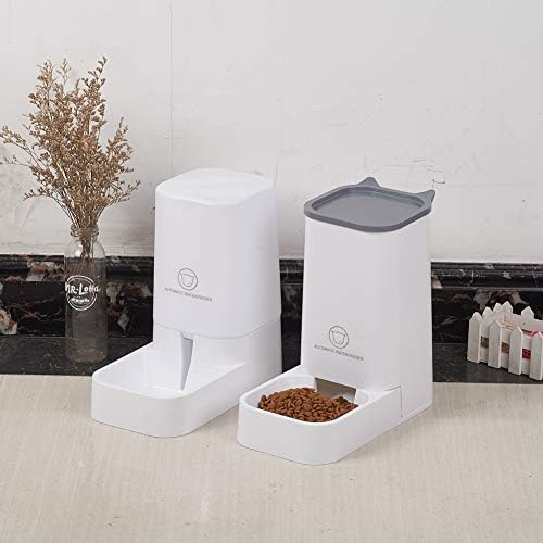 XhuangTech Automatic Feeder Set, 1-Gallon Water Dispenser and 2.1kg Pet Food Feeder, Small Pet Waterer and Feeder, Self-Dispensing, Polypropylene Material, For Cats and Dogs